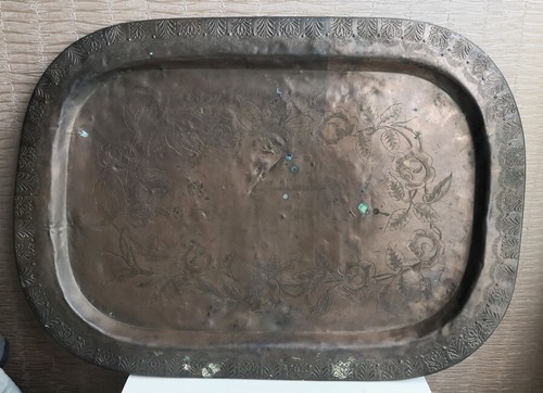 Ancien grand plateau cuivre - en,