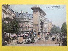 cpa PARIS Transport ATTELAGE VOITURE CALÈCHE OMNIBUS Chevaux Charrette à bras