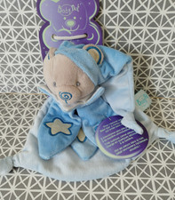 Doudou plat ours gris bleu