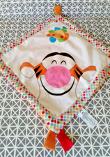 Doudou plat carré Tigrou blanc orange fleur soleil Disney Nicotoy