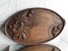 GRAND ANCIEN PLATEAU DE SERVICE EN BOIS SCULPTE signé C BOVIO - ART DE TABLE 