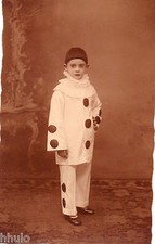 BJ022 Carte Photo vintage card RPPC Enfant déguisement Pierrot studio costume