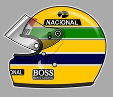 Ayrton SENNA Helmet left Sticker vinyle laminé gauche