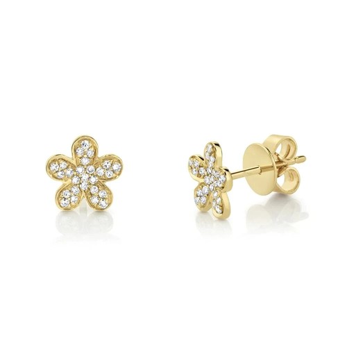 14k jaune diamant fleur - 14k,