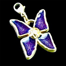 YVES SAINT LAURENT Pendentif Vintage Papillon doré et violet