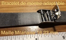 Bracelet de montre acier maille milanaise large 16 - 23 mm