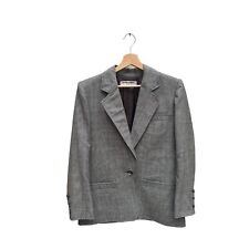 Saint Laurent Paris  Vintage 1970s Grey Wool Checkered Blazer Jacket  Size 42 fi