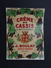 Ancienne étiquette CREME DE CASSIS de Nuits Saint Georges Boulay  french