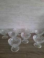 Service 9 coupe coupelle  Cristal Style Lalique décor oiseaux