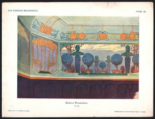1901 gravure décor fresque - décor,