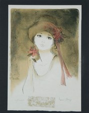 Bernard CHAROY : Sophie et son chapeau de fleurs - Lithographie originale signée