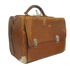 ANCIEN SACOCHE VALISE AVEC NÉCESSAIRE TOILETTE CUIR VOYAGE VINTAGE BAGAGE RETRO