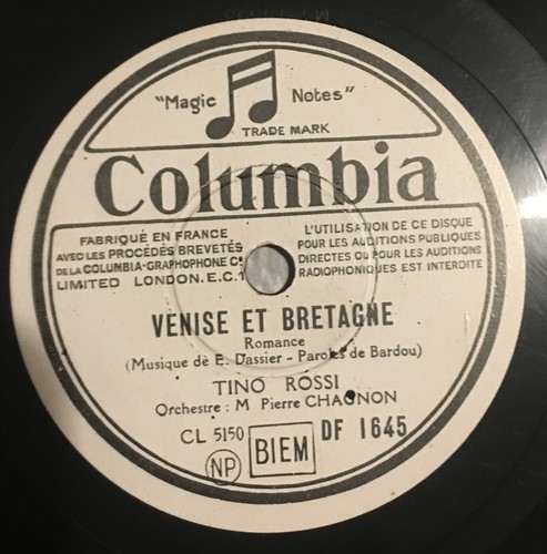 Disque 78t tino rossi venise - disque,