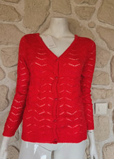 Cardigan ajouré corail neuf taille M/L avec laine et mohair marque Ycoo (sg)