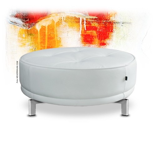 Grand pouf rond - rond, cuir