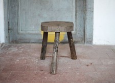 Tabouret vintage, tabouret bois, tabouret tripode, porte-plante