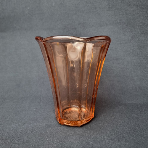 Vase verre pressé rose - vase, Épais