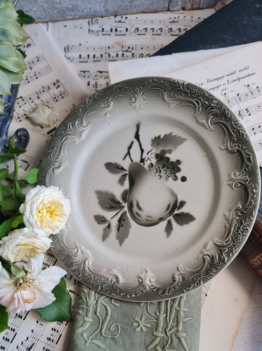Ancienne assiette barbotine - ancienne,