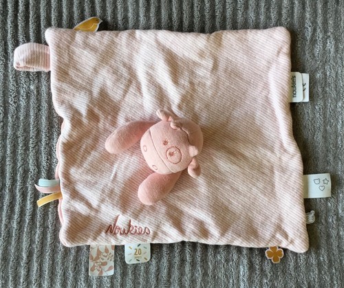 Doudou vache rose rayures - rose,