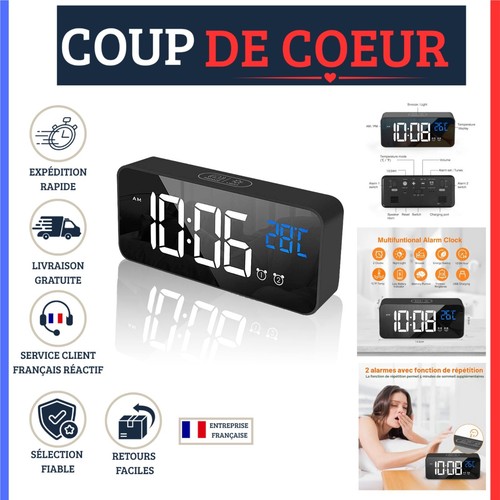 Réveil numérique led miroir - réveil,