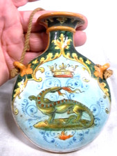 🇫🇷 ANCIEN GOURDE BOUQUETIÈRE BLASON ARMOIRIE FAÏENCE BLOIS E BALON SALAMANDRE