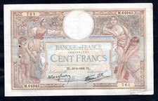 Un billet de 100 Francs Luc Olivier Merson  16.2.1939 Etat TB+