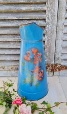 ANCIEN BROC EMAILLE DECOR DE FLEURS genanium