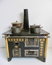 JOUET ANCIEN JEP CUISINIÈRE EN TÔLE ET TÔLE NICKELÉE DÉCOR AU POCHOIR ANNÉE 1932