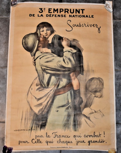 Ancienne affiche entoilee - affiche, ww1