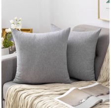 MIULEE Lot 2 Housses Coussins Imitation de Lin 50X50cm Gris Fermeture Eclair