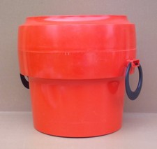 Travailleuse boite à couture plastique ORANGE vintage rangement fil aiguilles