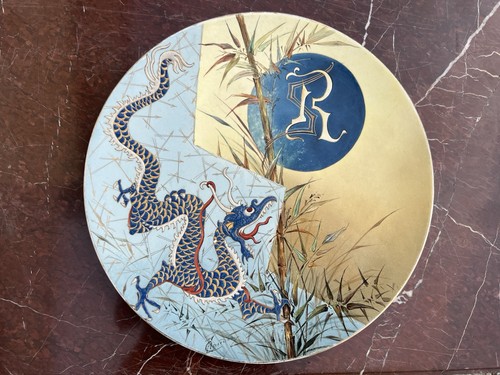 Grand plat art déco - grand, Émaux
