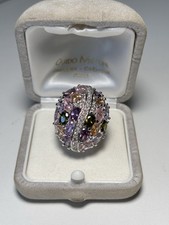 imposante Bague tank En Argent Et Pierres De Couleurs Tutti Frutti