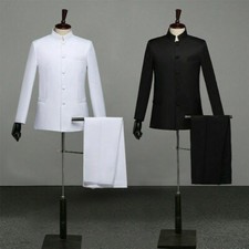 Homme Zhongshan Unique Costume Croisé Chinois Traditionnel Tunique Veste Blazer