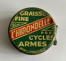 REF 50 -  BOITE METAL VINTAGE Graisse L'Hirondelle VELOS ARMES MACHINES A COUDRE