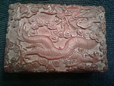 Qing dynasty Cinnabar 5 Claw  dragon Lacquer And Brass Box