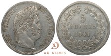 France 5 francs 1841 W argent Louis-Philippe qualité SUP Lille monnaie française