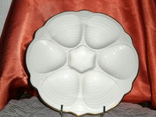 ANCIENNE ASSIETTE PLAT A HUITRES EN PORCELAINE RCF MODELE DEPOSE*