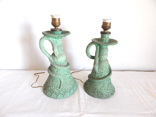 Anciens pieds lampes - de, en
