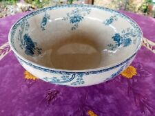 Saladier ancien Terre de Fer UC Sarreguemines Modèle Royat Déco Floral Bleu 28cm