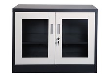 Armoire en acier Ufa anthracite-blanche blanc armoire de bureau portes en verre