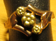 BAGUE ROMANTIQUE 1900 plaqué OR 3 FLEURS FEUILLAGE ART NOUVEAU T: 53 et 59