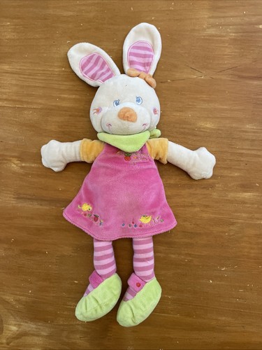 Doudou peluche lapin robe rose - lapin,