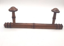 Ancien porte manteau mural bois à 2 patères,vintage imitation bambou