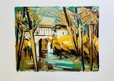 Gaston LARRIEU - "Vieux moulin à Dax" - 1975 - Lithographie signée
