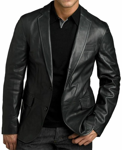 Blazer cuir véritable noir - en,