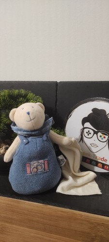 Doudou ours bleu lila patachon - bleu,