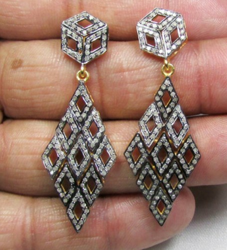 Diamant pavé beau boucles - diamant,