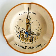 Cendrier faïence signée Henriot Quimper Le Kreisker Sevellec pub Saint Pol