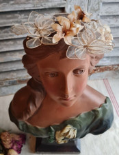 ANCIENNE COURONNE DE MARIEE NAPOLEON III FLEURS ET TULLE
